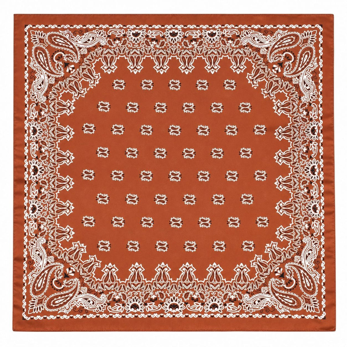 Western Scarf 35x35 Rust Copper Brown Satin Paisley Square Cowgirl Bandana