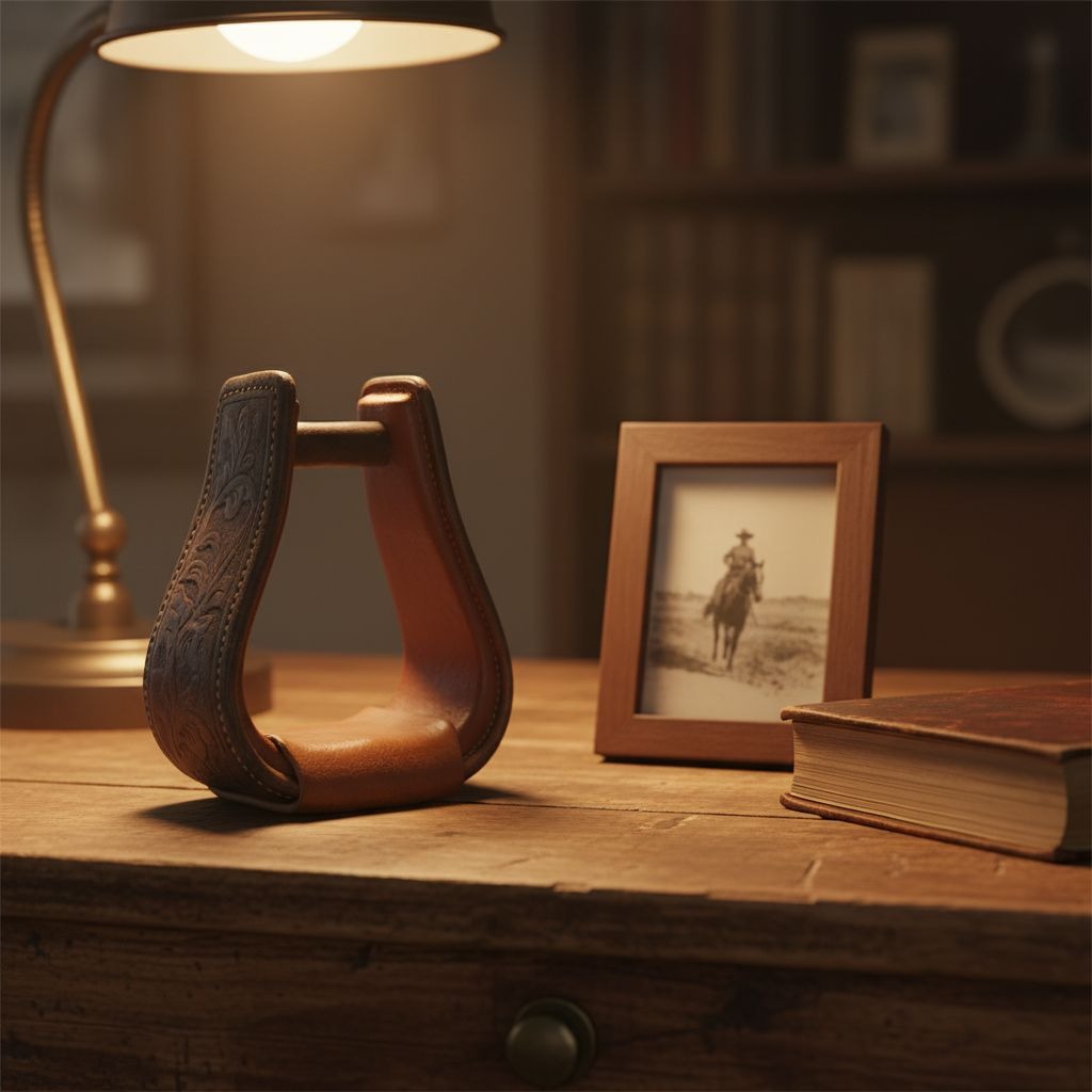 Vintage Western Hand Tooled Leather Stirrup Rustic Ranch Wall Decor Cowboy Saddle Display