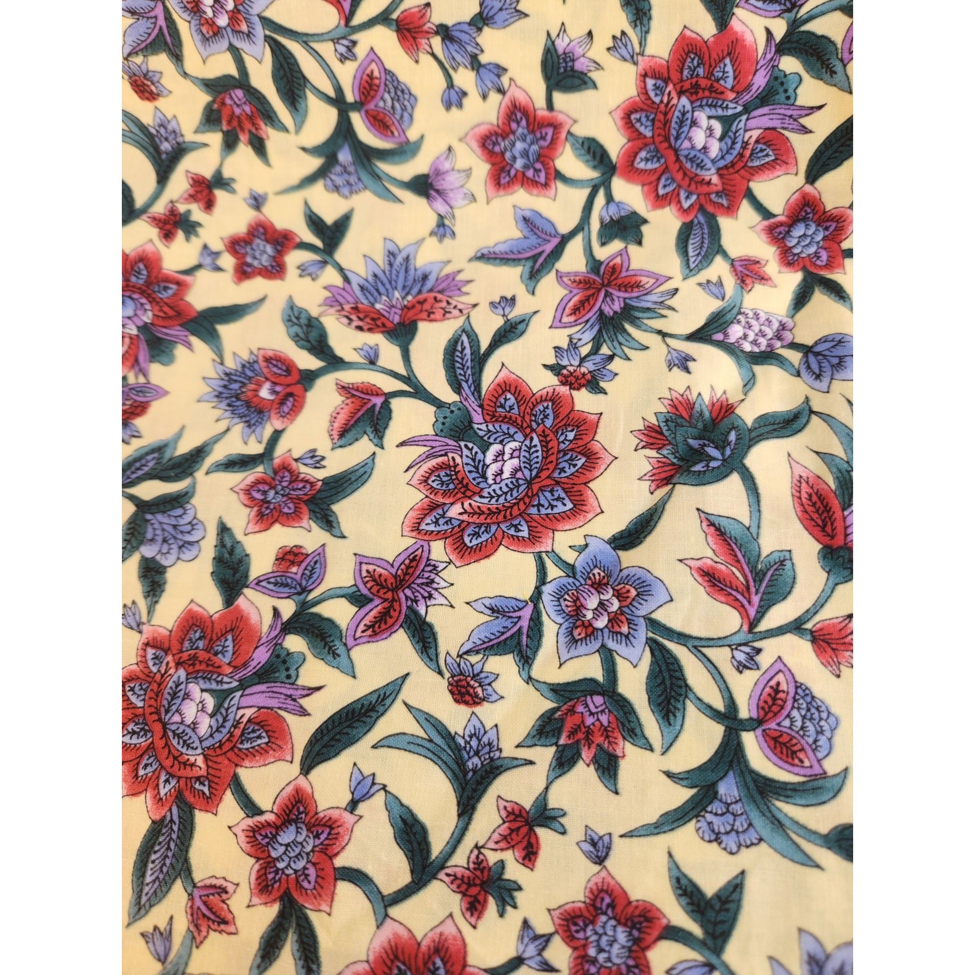 Hoffman Canterbury Manor Floral Fabric 3.25 Yds x 44" Butter Yellow Cotton Print