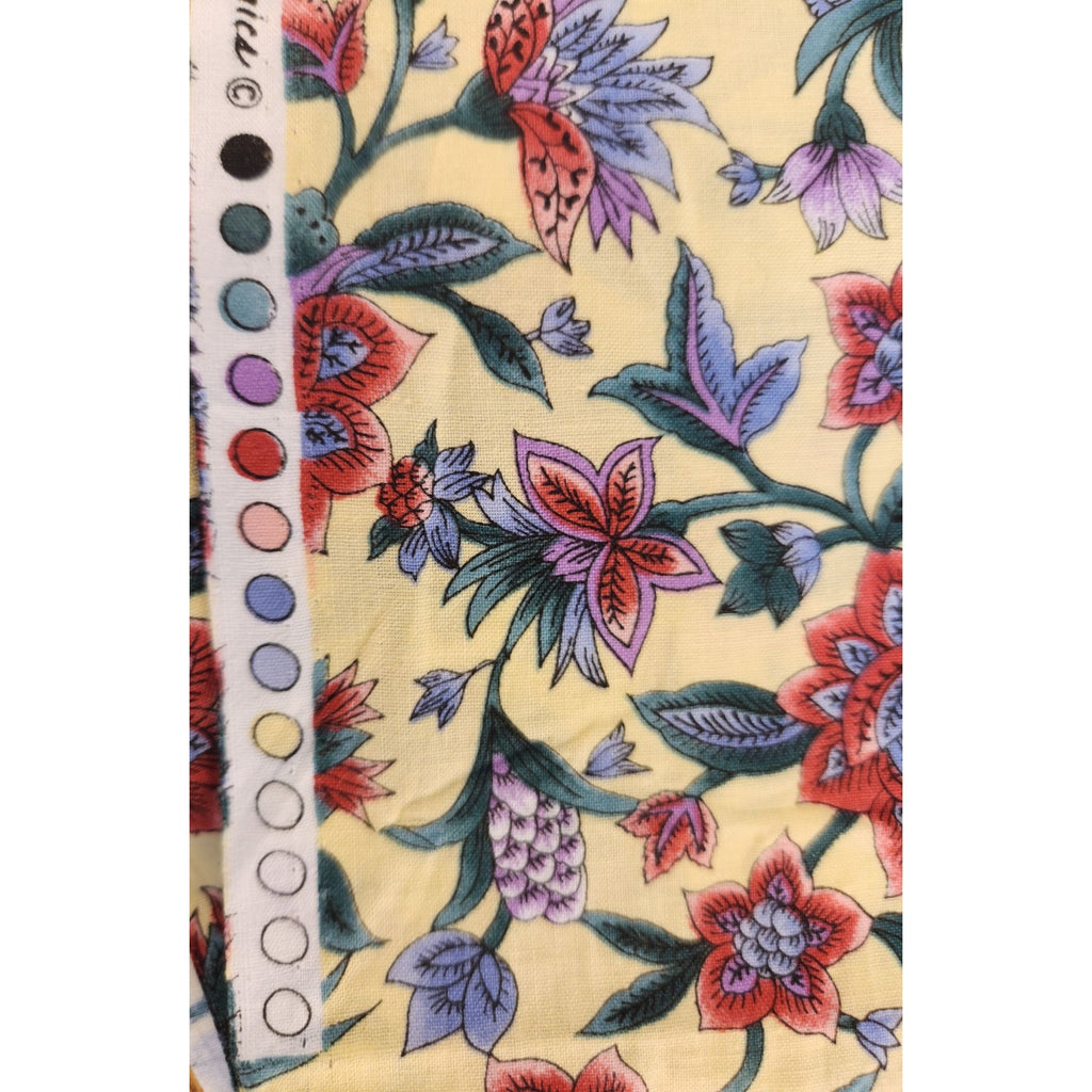 Hoffman Canterbury Manor Floral Fabric 3.25 Yds x 44" Butter Yellow Cotton Print