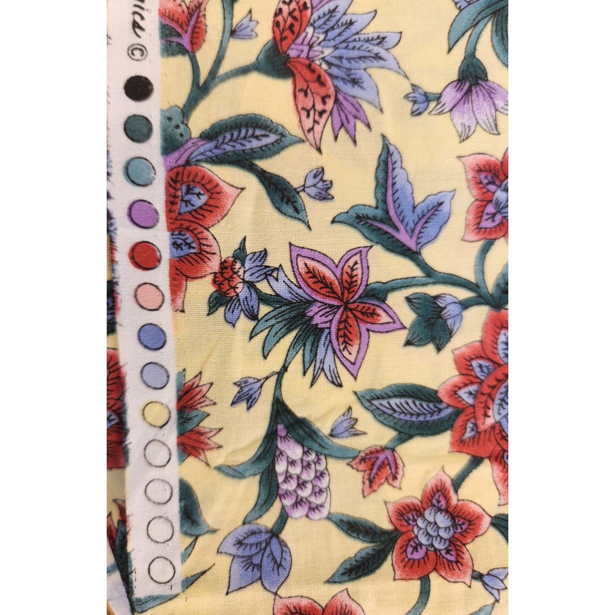Hoffman Canterbury Manor Floral Fabric 3.25 Yds x 44" Butter Yellow Cotton Print