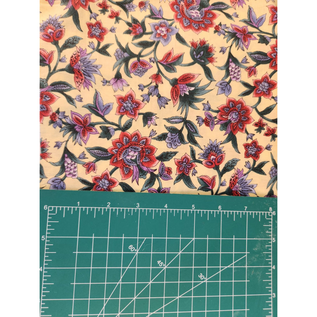 Hoffman Canterbury Manor Floral Fabric 3.25 Yds x 44" Butter Yellow Cotton Print