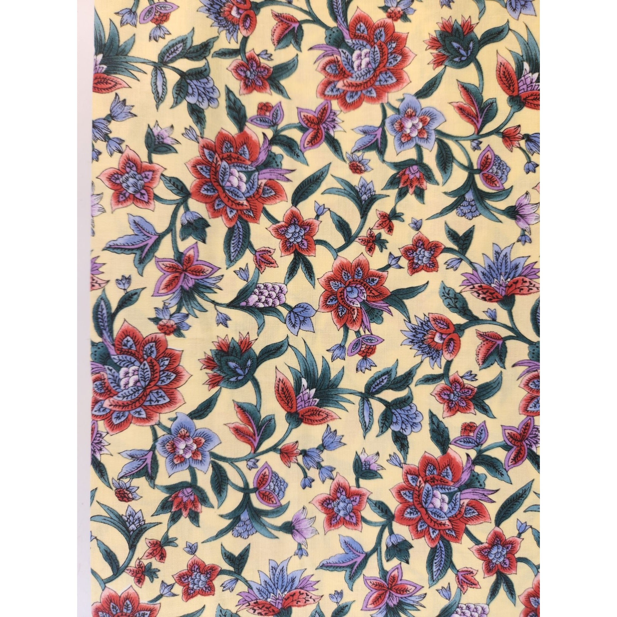 Hoffman Canterbury Manor Floral Fabric 3.25 Yds x 44" Butter Yellow Cotton Print