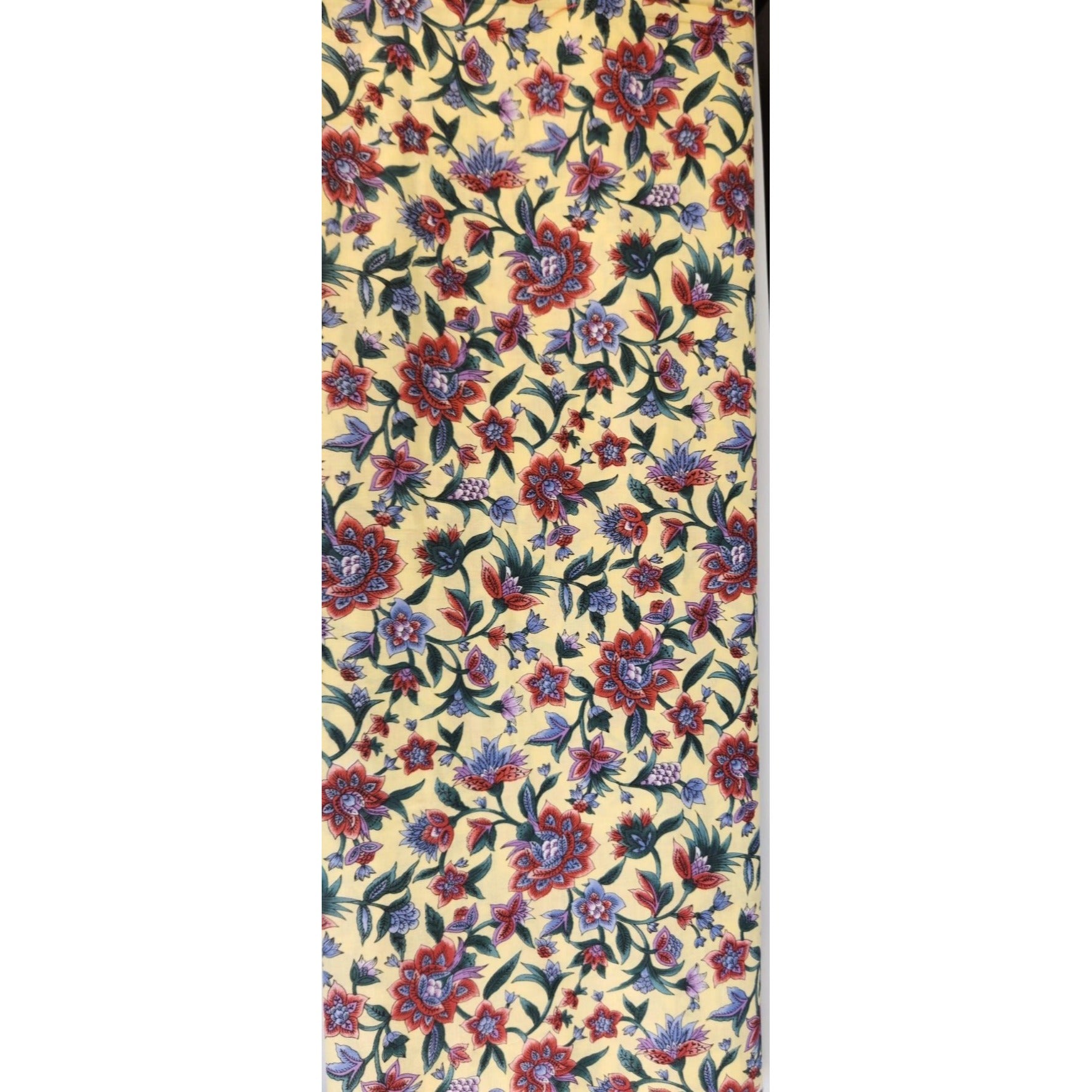 Hoffman Canterbury Manor Floral Fabric 3.25 Yds x 44" Butter Yellow Cotton Print