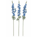 Blue Artificial Delphinium Larkspur Stems Set of 3, 33 Inch Dusty Cobalt Silk Spike Flowers, Wired Tall Stems for Arrangements