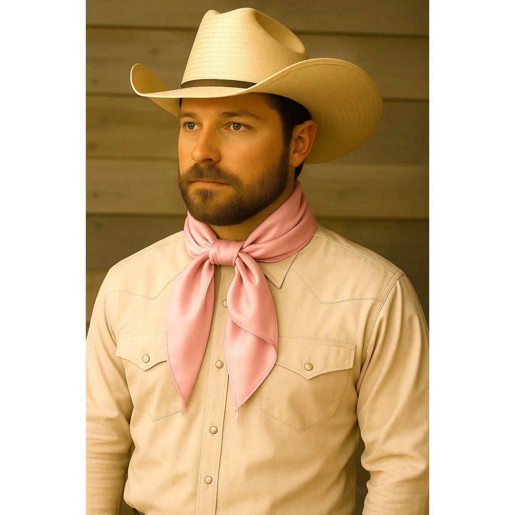 Pastel Pink Wild Rag Scarf 23x23" Satin Western Accessory Cowgirl or Cowboy