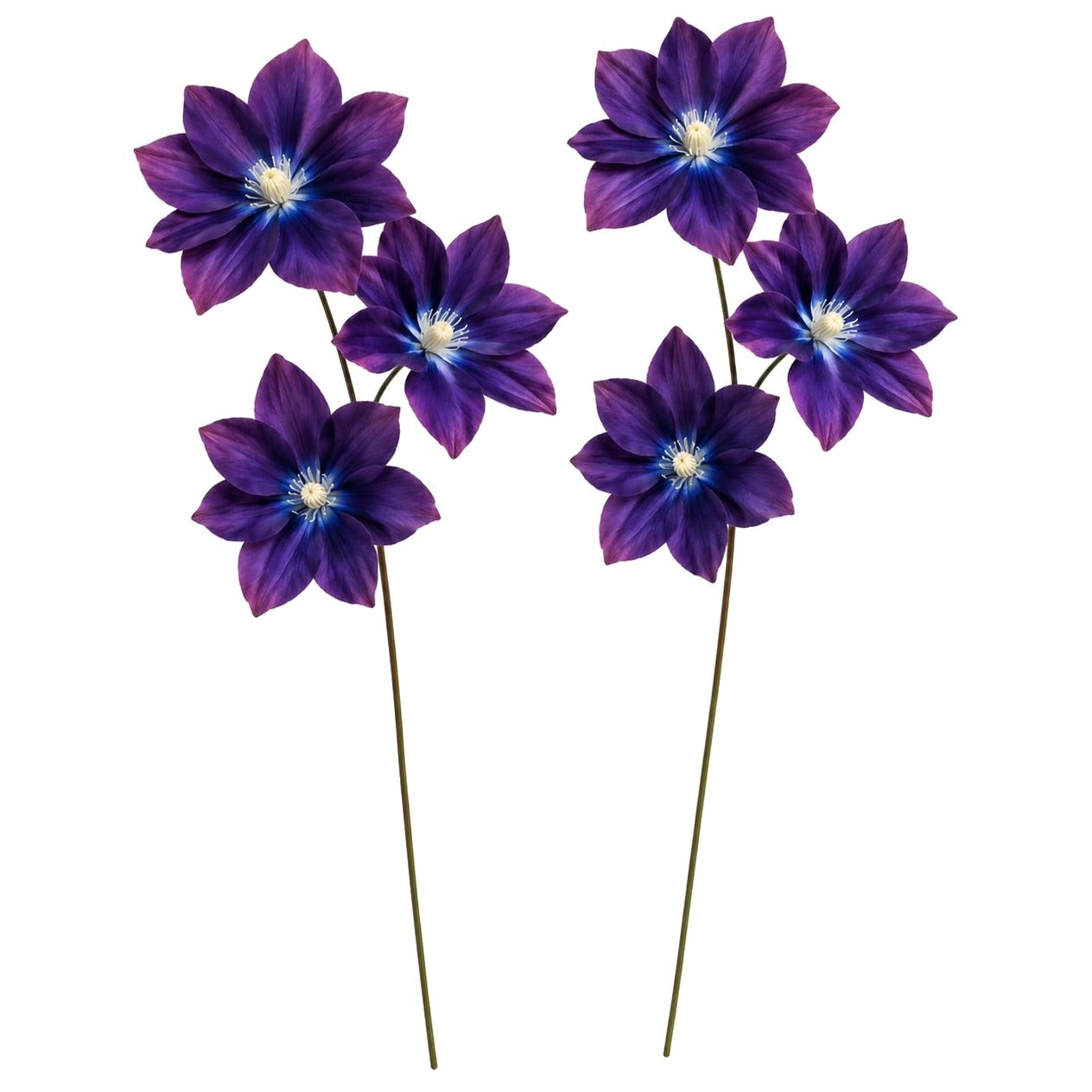 Purple Clematis Artificial Flowers 2 Stems Faux Clematis Spray Wedding Arch Flowers Gothic Cottage Decor
