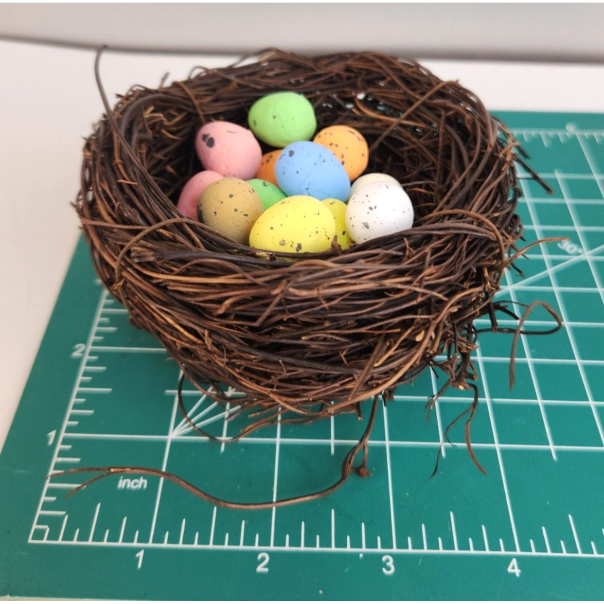 Rustic Twig Nest with Speckled Pastel Eggs, Mini Easter Nest Decor, Spring Centerpiece, Wreath Accent