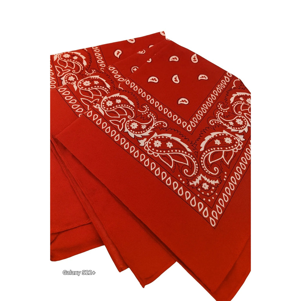 Bandanas 21x21" Western Cowboy Cowgirl - Red Paisley Square Scarves 4 Pack