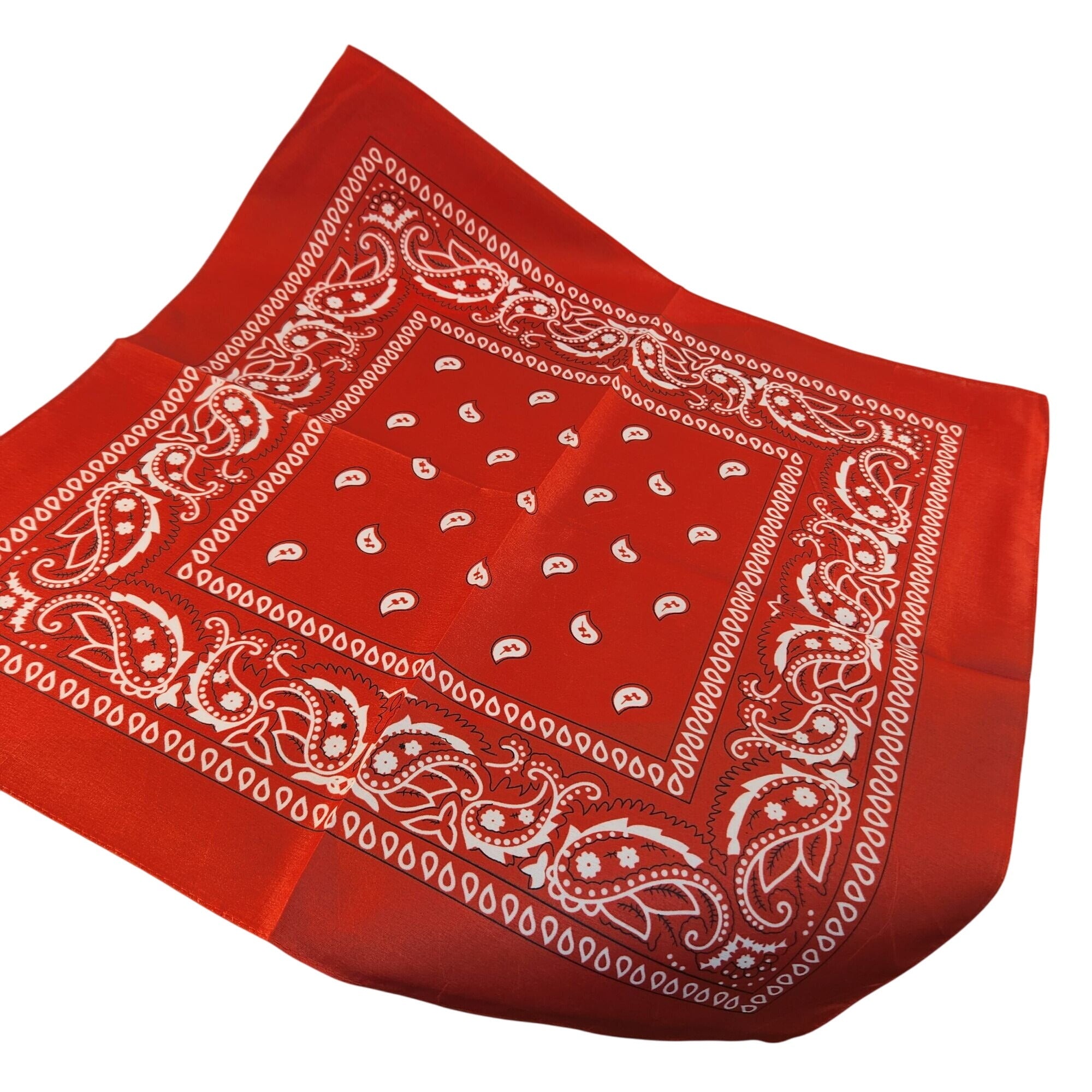 Bandanas 21x21" Western Cowboy Cowgirl - Red Paisley Square Scarves 4 Pack