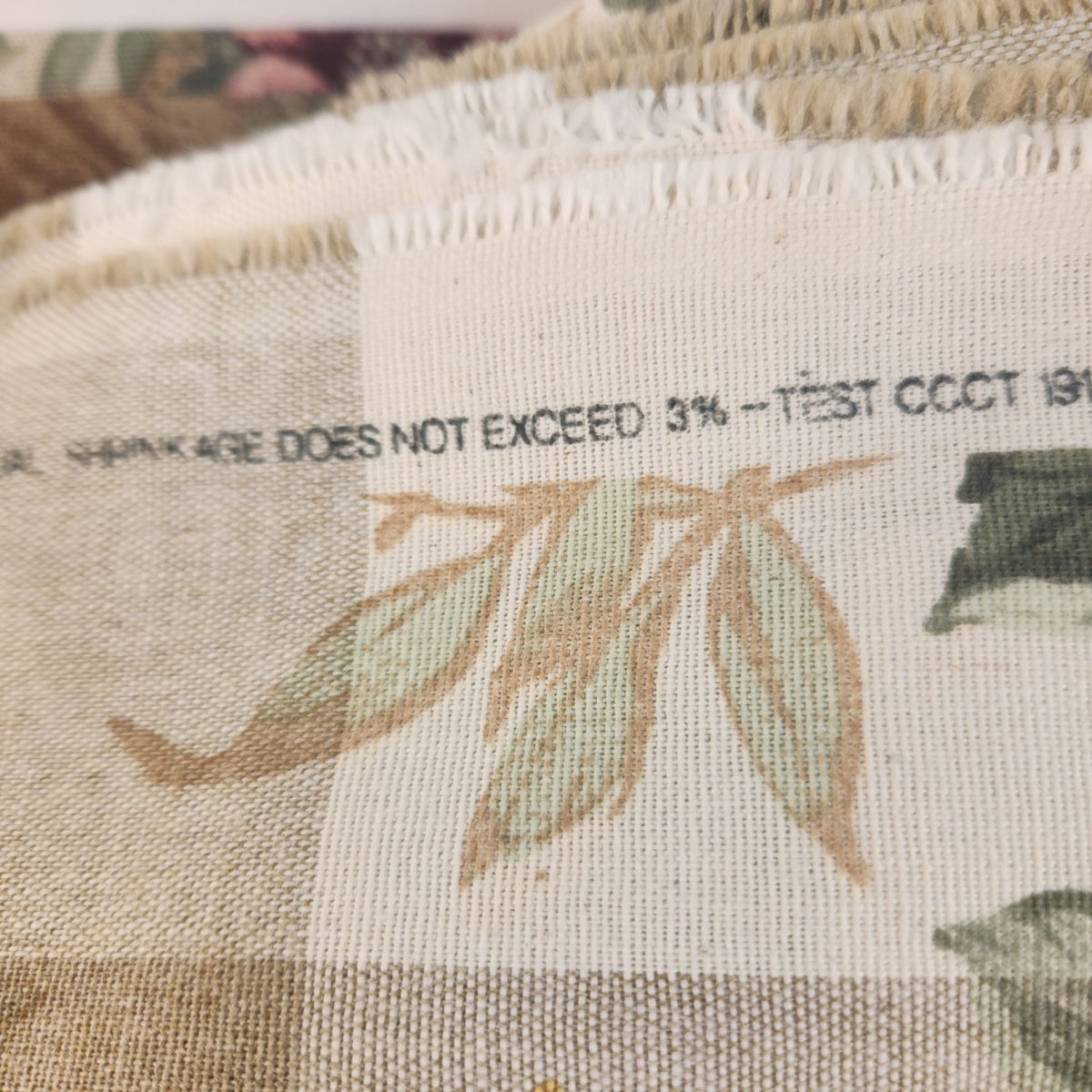 Vintage John Wolf Floral Cotton Fabric Cream Tan Plaid 3½ Yards x 108 Wide