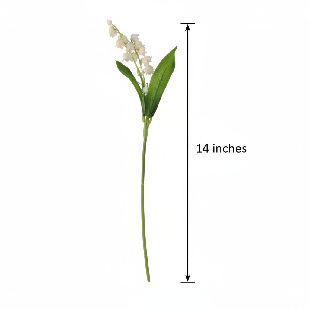 Artificial Lily Of The Valley Flowers 8 Stem Bunch Faux White Floral Bouquet Realistic Wedding Filler Flowers