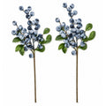 Artificial Blueberry Stems Faux Huckleberry Berries Floral Picks Wreath Supply Set of 2