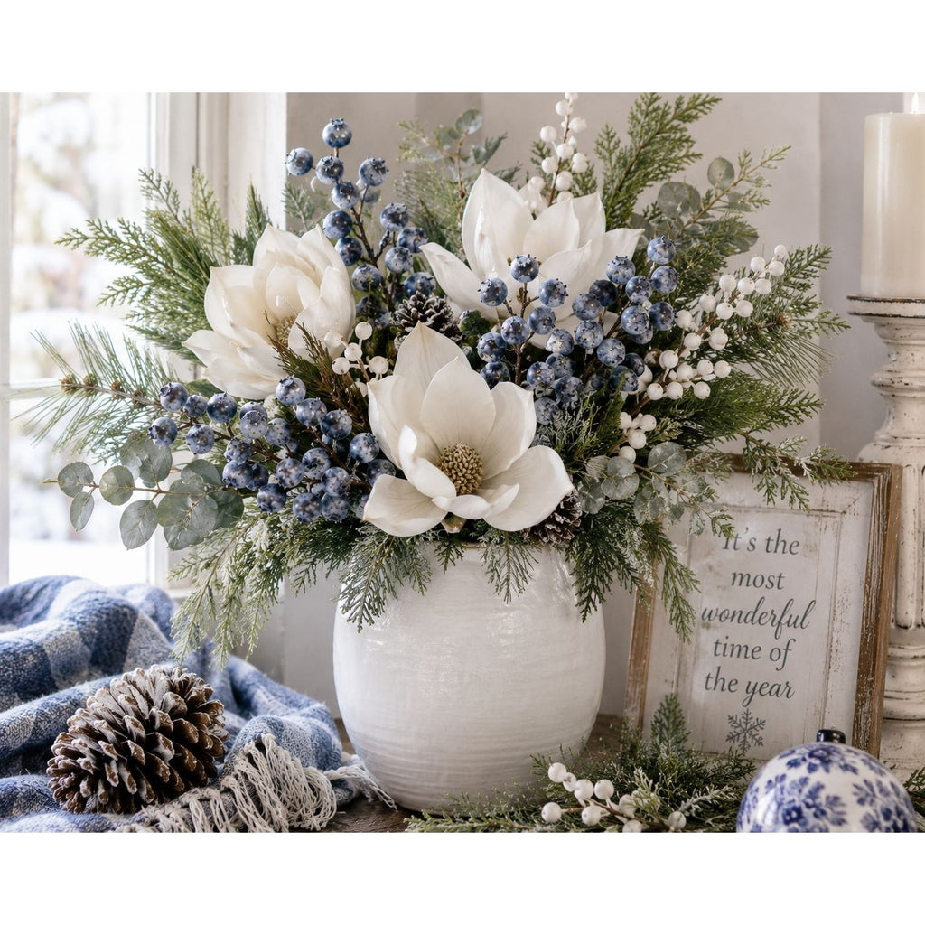 Artificial Blueberry Stems Faux Huckleberry Berries Floral Picks Wreath Supply Set of 2