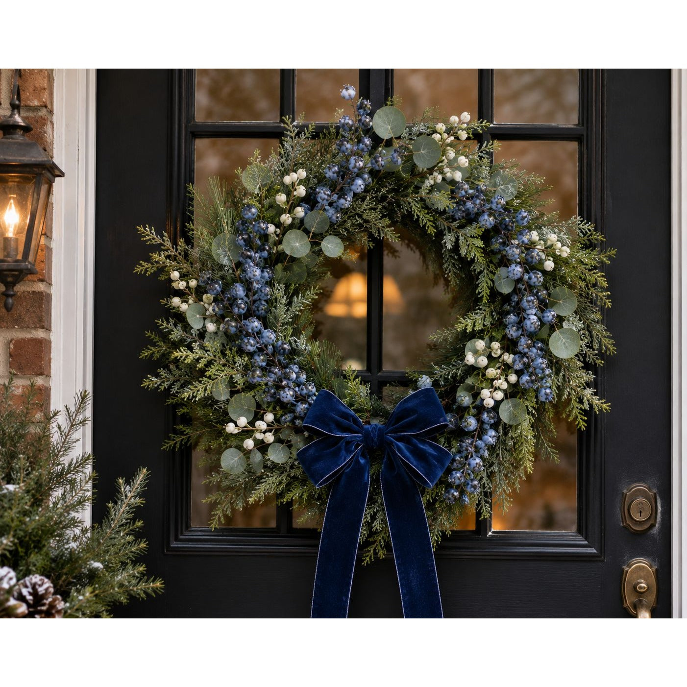 Artificial Blueberry Stems Faux Huckleberry Berries Floral Picks Wreath Supply Set of 2