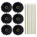 6 Black Artificial Gerbera Daisy Heads, 3 Inch, with Separate Wired Stems