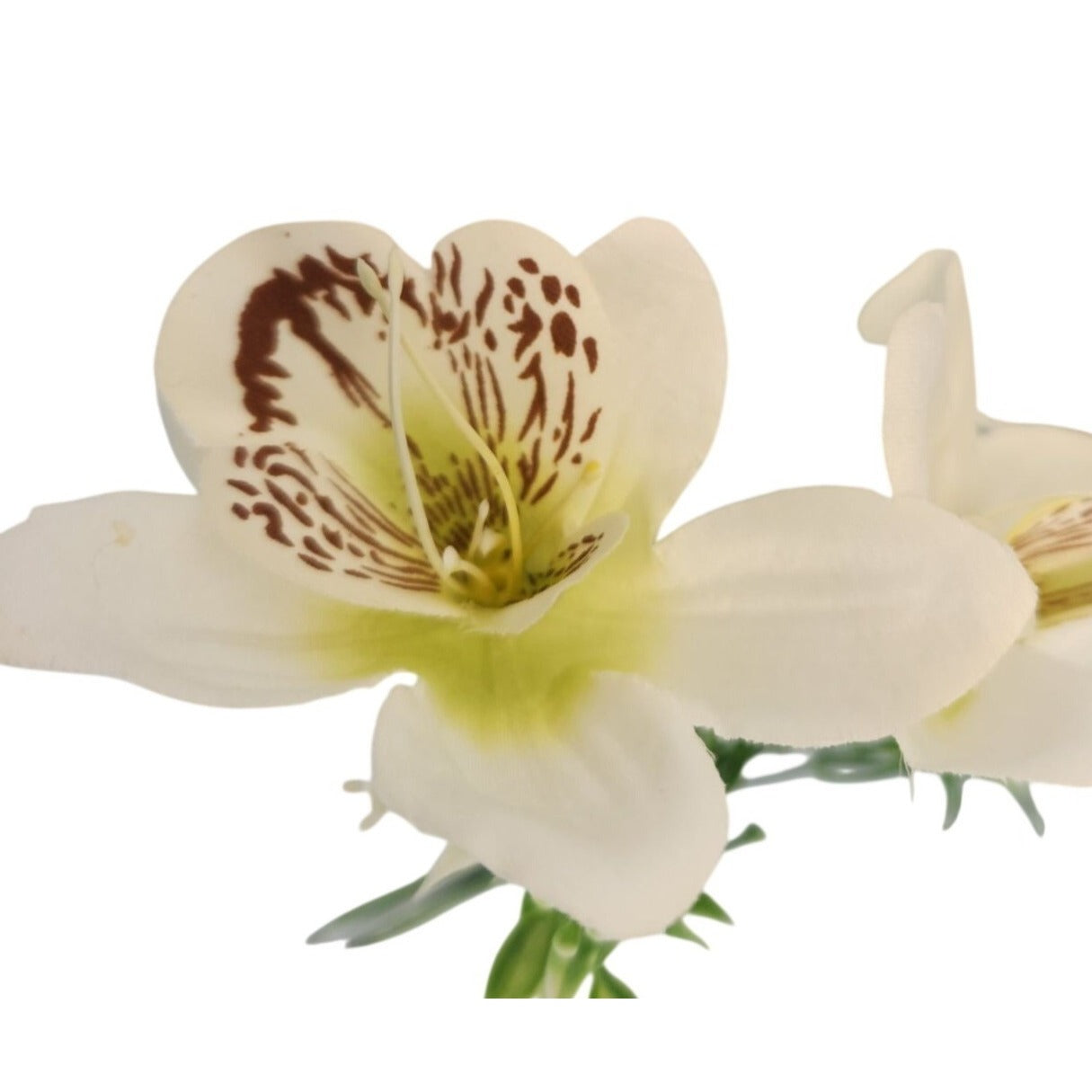 White Orchid Artificial Flowers with Greenery 6 Stem Bundle Faux Silk Wedding Florals