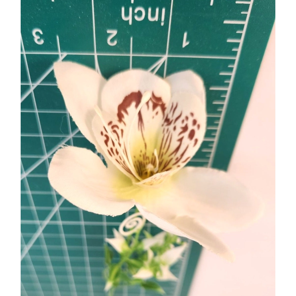 White Orchid Artificial Flowers with Greenery 6 Stem Bundle Faux Silk Wedding Florals