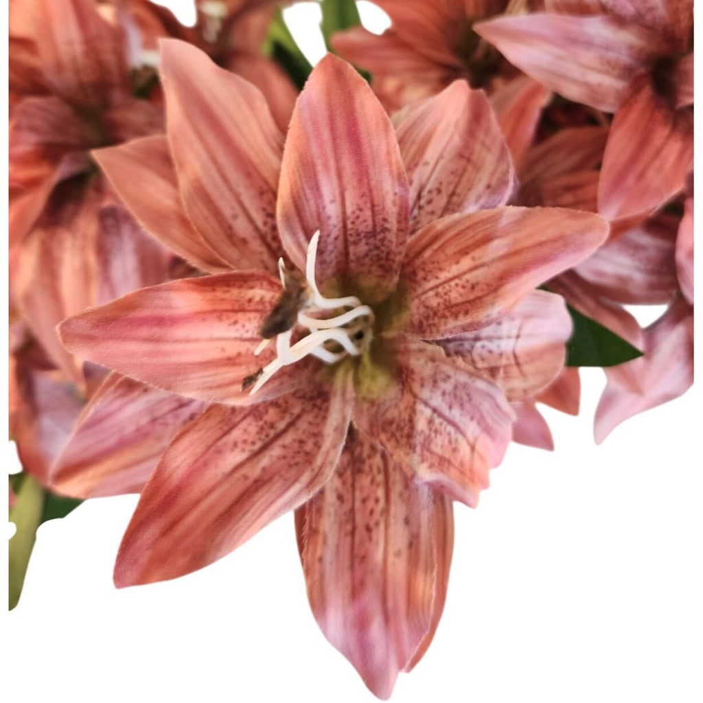 Luxury Artificial Tiger Lily Stem 34 Inch | Designer Artificial Silk Floral | Blush Pink Faux Lily | Elegant Wedding Home Decor