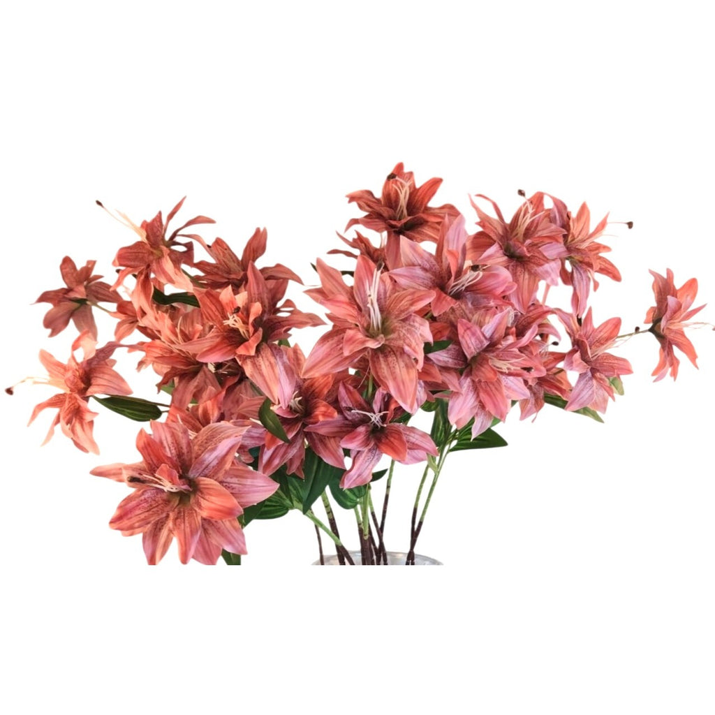 Luxury Artificial Tiger Lily Stem 34 Inch | Designer Artificial Silk Floral | Blush Pink Faux Lily | Elegant Wedding Home Decor