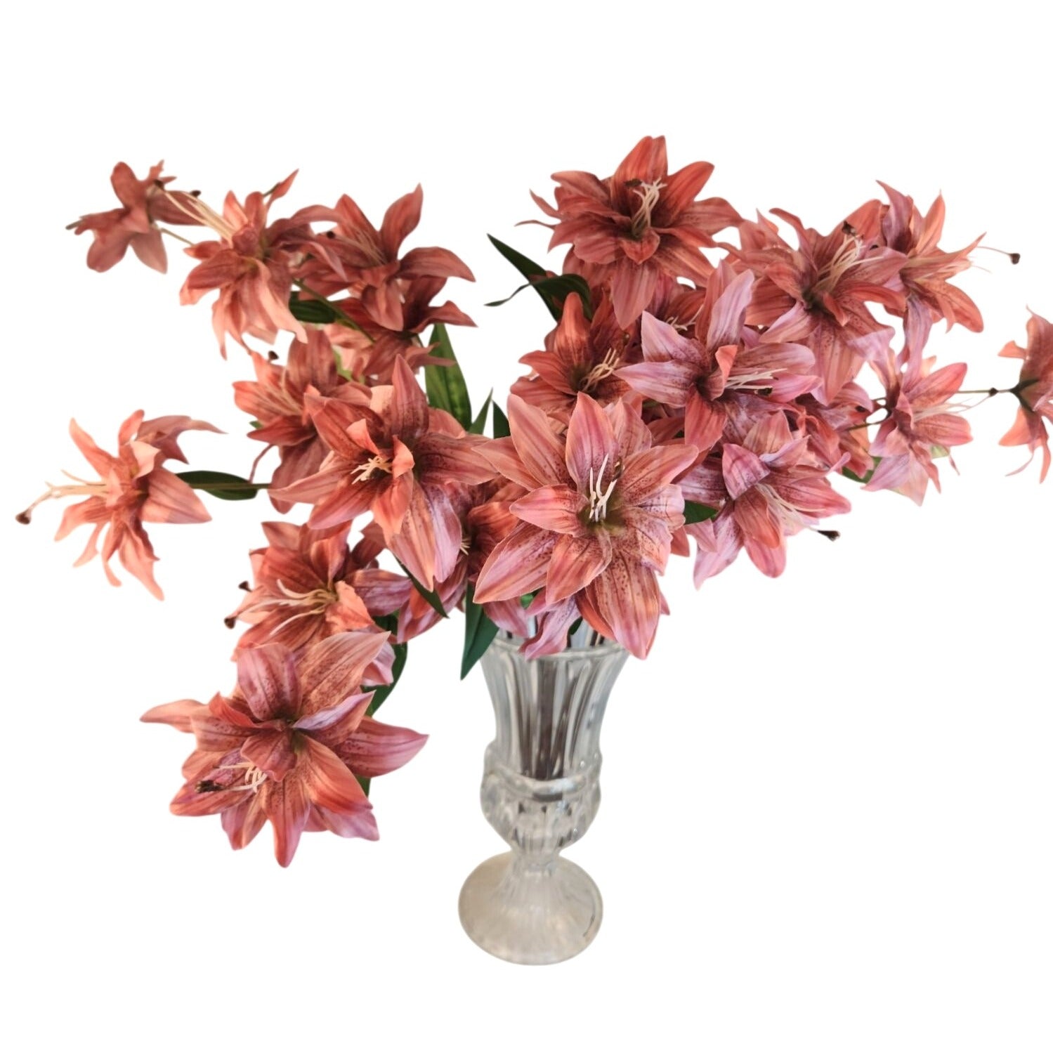 Luxury Artificial Tiger Lily Stem 34 Inch | Designer Artificial Silk Floral | Blush Pink Faux Lily | Elegant Wedding Home Decor