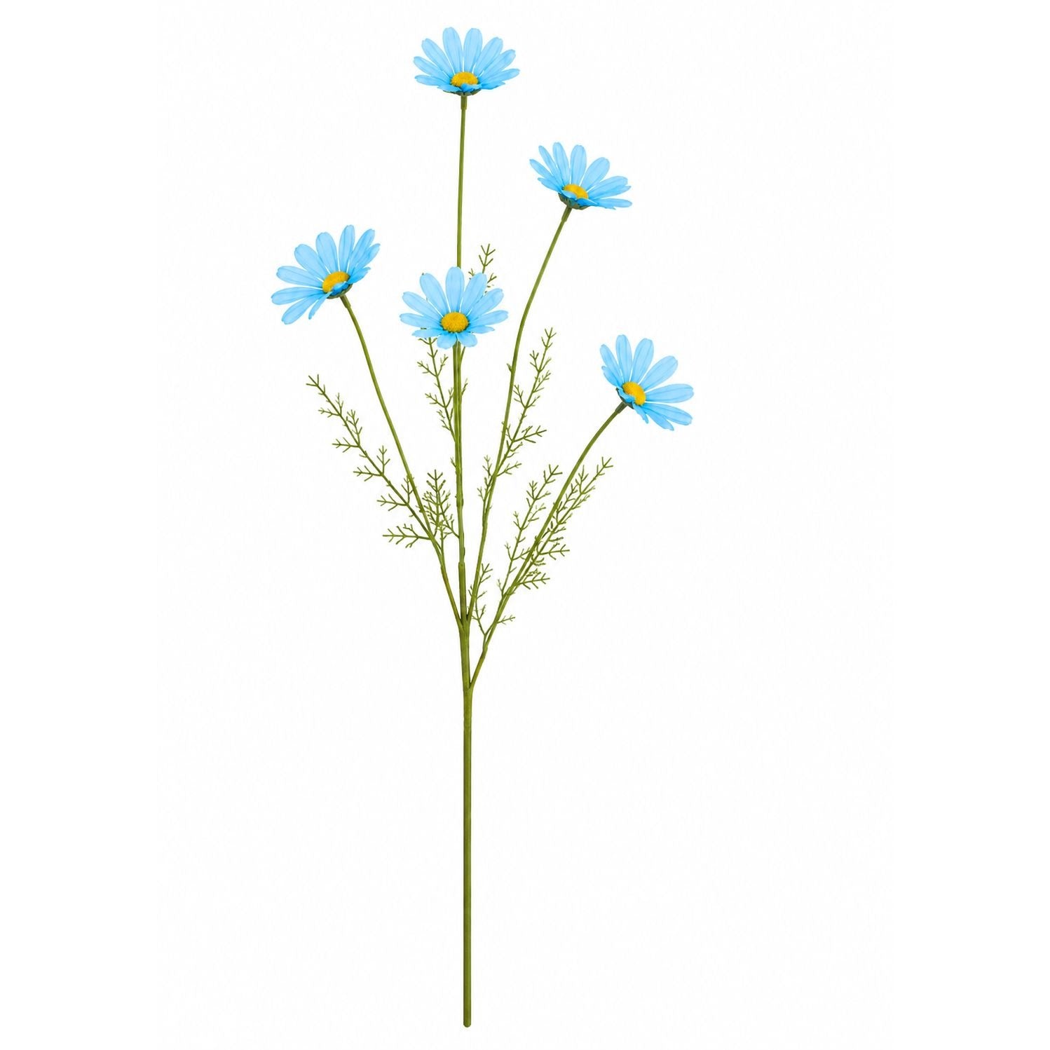 Aqua Blue Artificial Daisy Stems Set of 5, 20 Inch Silk Flowers