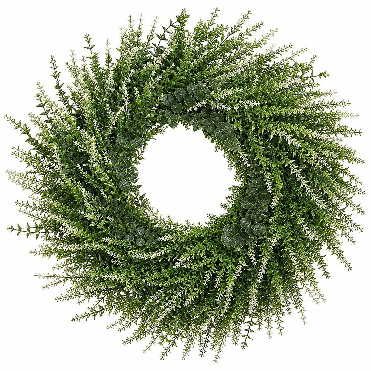 18 Inch Artificial Greenery Wreath, Faux Green Wreath, Year Round Front Door Decor, Twig Base Wreath, Farmhouse Centerpiece
