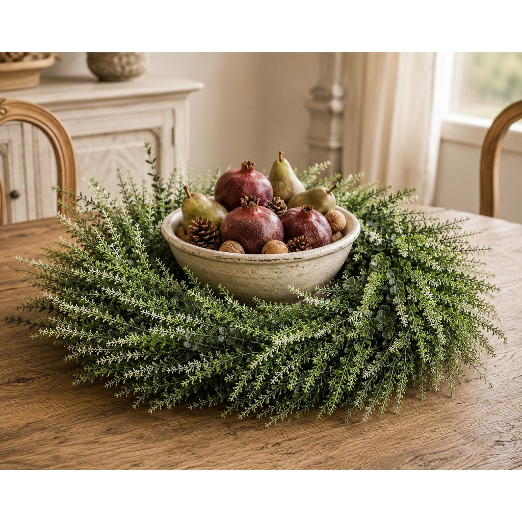 18 Inch Artificial Greenery Wreath, Faux Green Wreath, Year Round Front Door Decor, Twig Base Wreath, Farmhouse Centerpiece