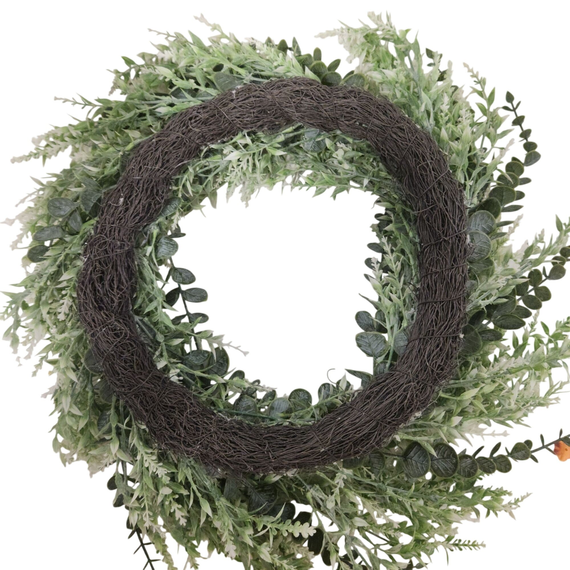 18 Inch Artificial Greenery Wreath, Faux Green Wreath, Year Round Front Door Decor, Twig Base Wreath, Farmhouse Centerpiece