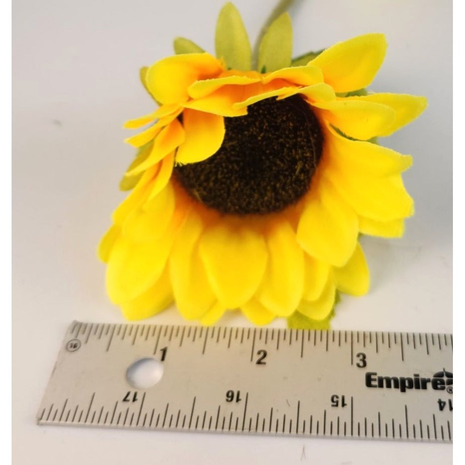 Classic Yellow Faux Silk Sunflower Stems 15 Inch 3 Stem Bunch Artificial Flowers Farmhouse Decor