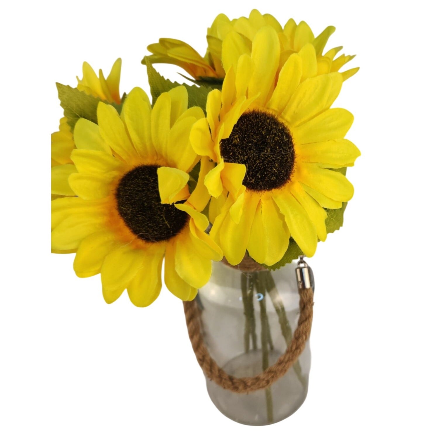 Classic Yellow Faux Silk Sunflower Stems 15 Inch 3 Stem Bunch Artificial Flowers Farmhouse Decor