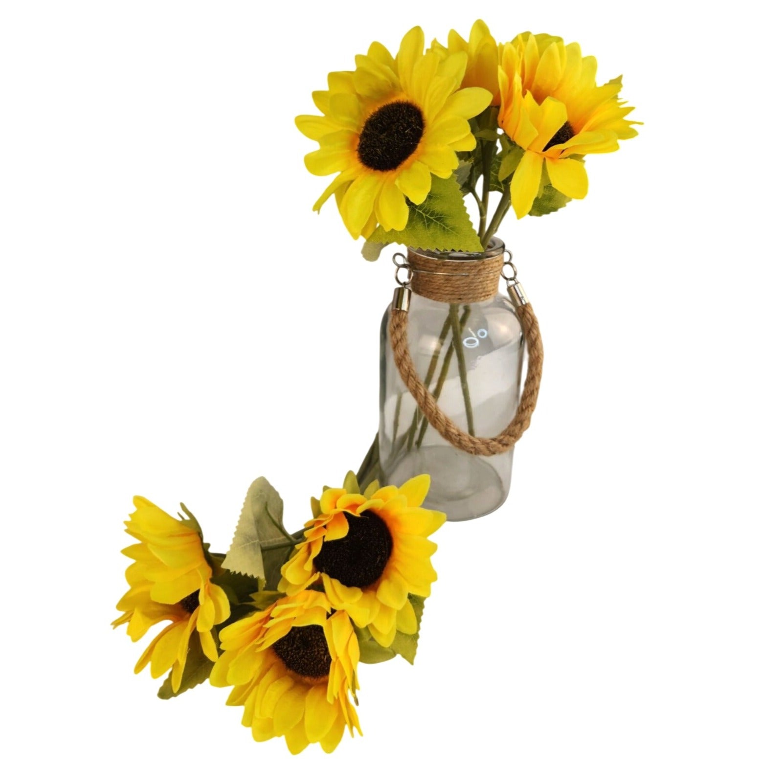 Classic Yellow Faux Silk Sunflower Stems 15 Inch 3 Stem Bunch Artificial Flowers Farmhouse Decor