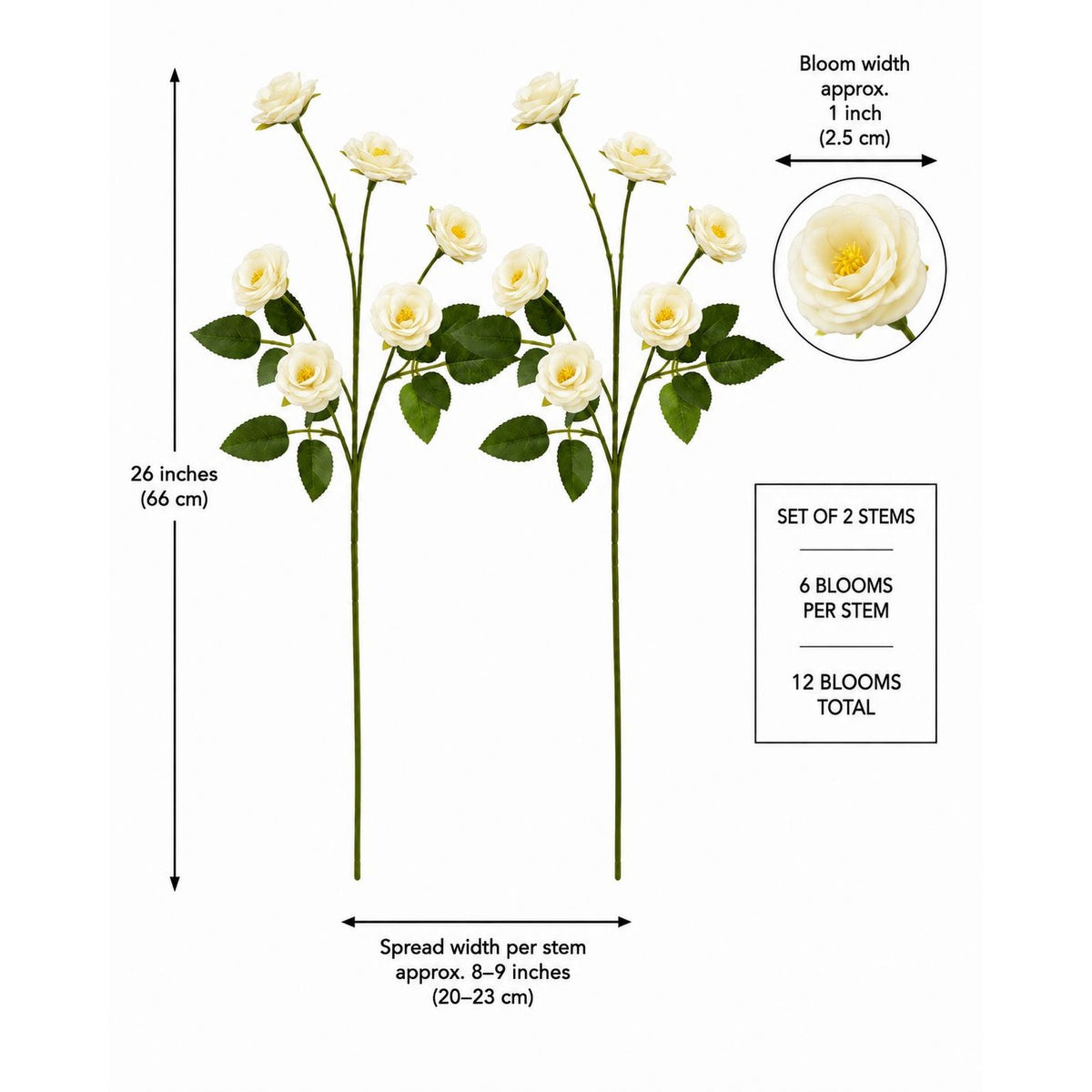 Creamy White Mini Spray Roses | Artificial Rose Stems Small Faux Flowers for Weddings Wreaths Cottage Decor