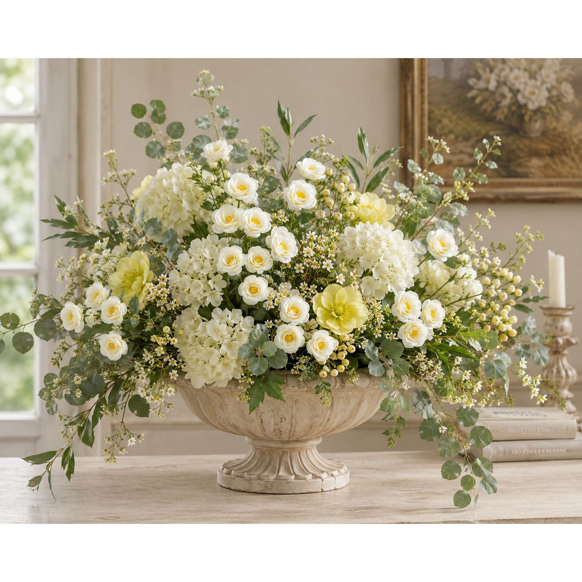 Creamy White Mini Spray Roses | Artificial Rose Stems Small Faux Flowers for Weddings Wreaths Cottage Decor