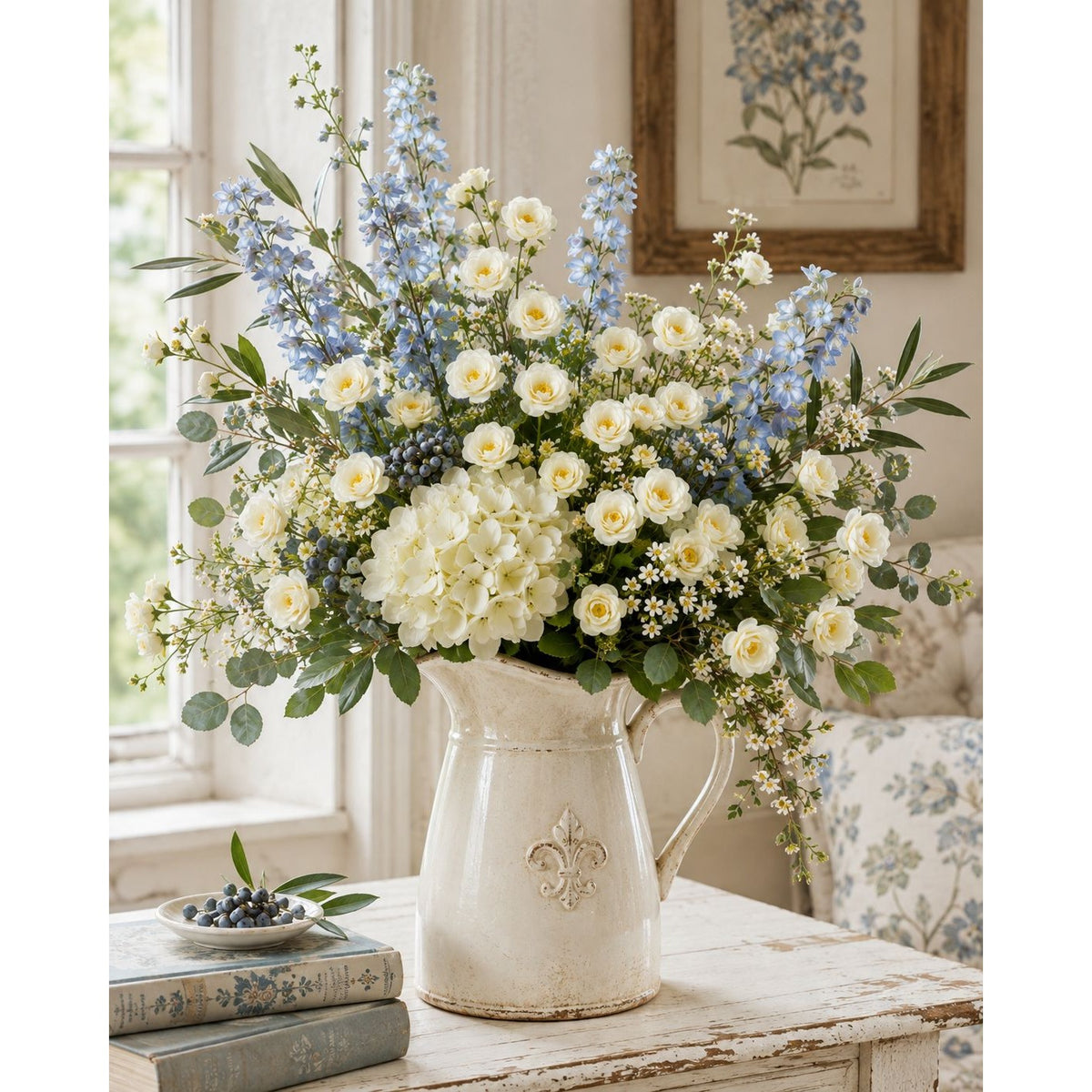 Creamy White Mini Spray Roses | Artificial Rose Stems Small Faux Flowers for Weddings Wreaths Cottage Decor