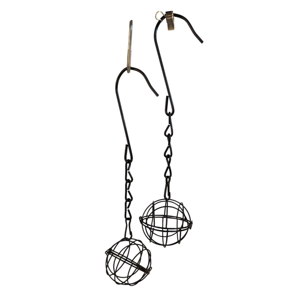 Black Metal Hanging Sphere Plant Holders Set of 2, 2.75in