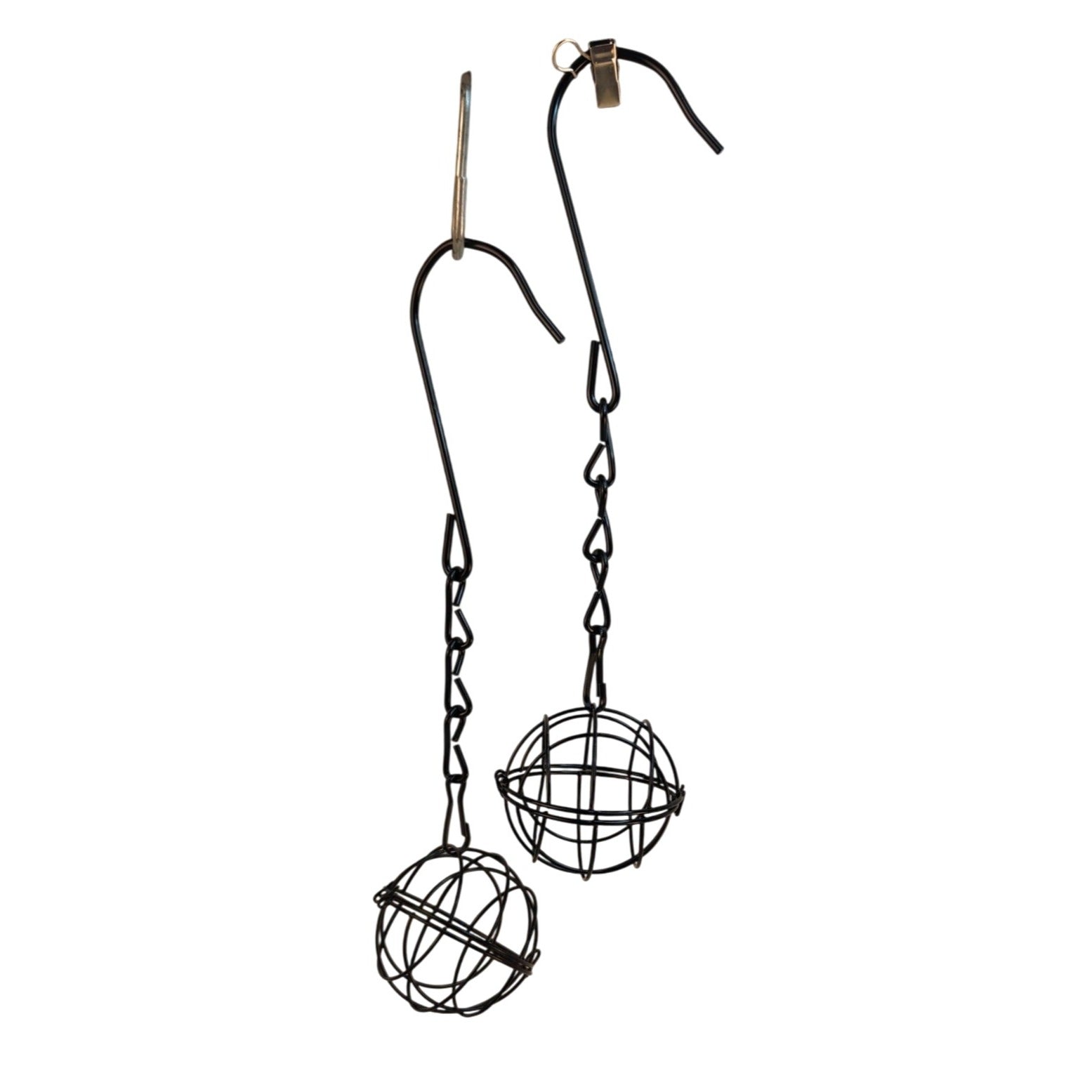 Black Metal Hanging Sphere Plant Holders Set of 2, 2.75in
