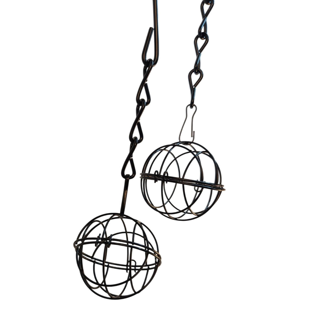 Black Metal Hanging Sphere Plant Holders Set of 2, 2.75in
