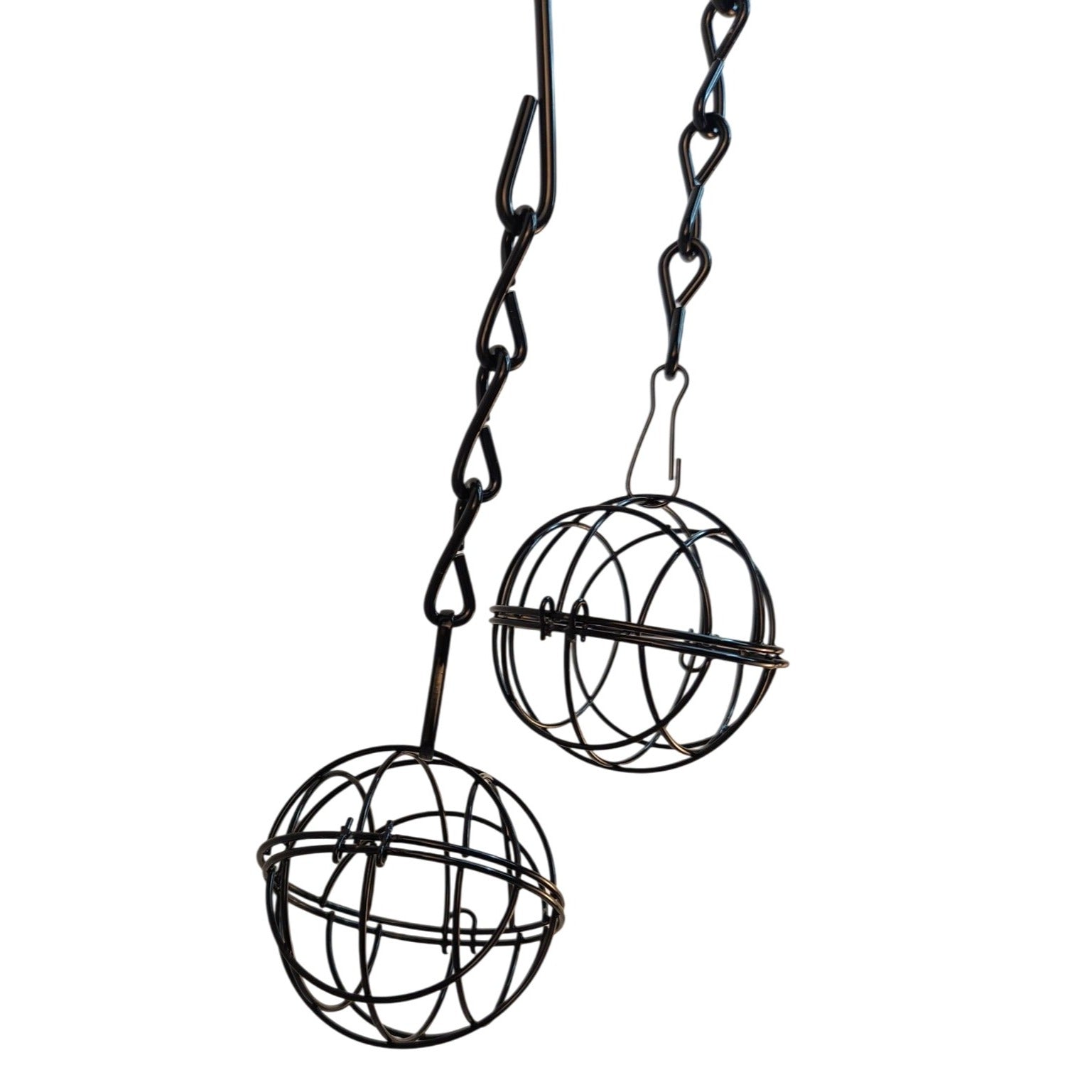 Black Metal Hanging Sphere Plant Holders Set of 2, 2.75in