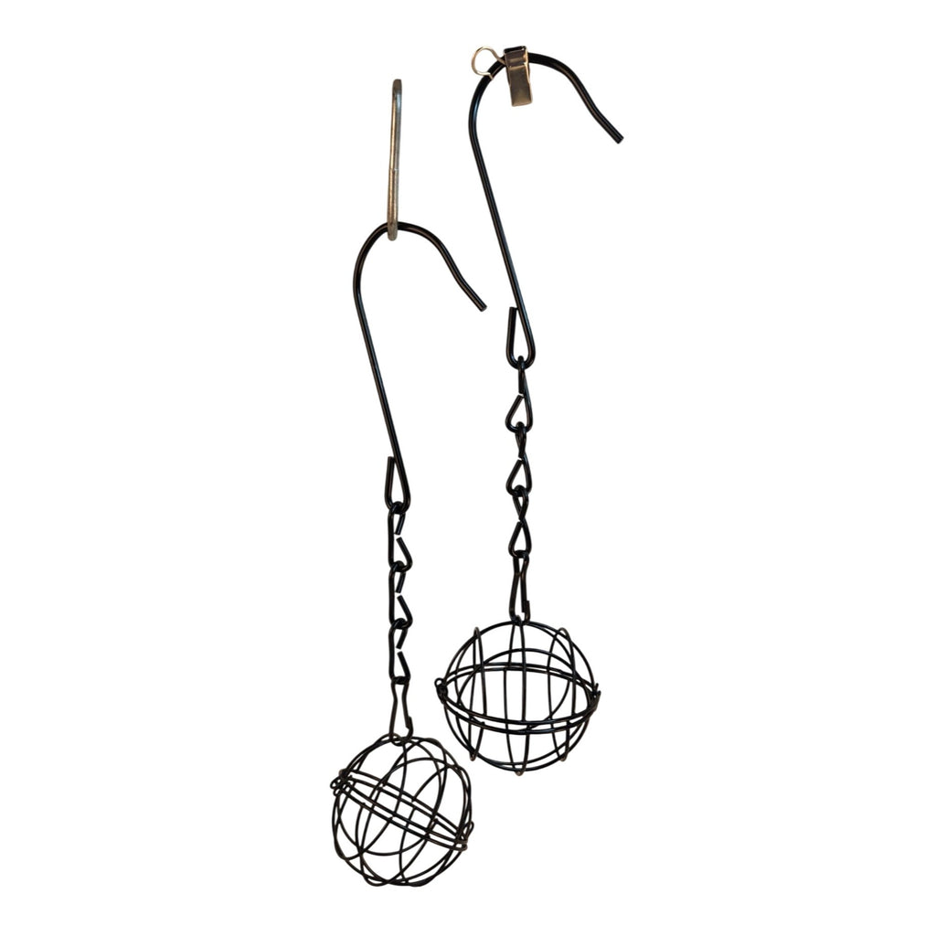 Black Metal Hanging Sphere Plant Holders Set of 2, 2.75in