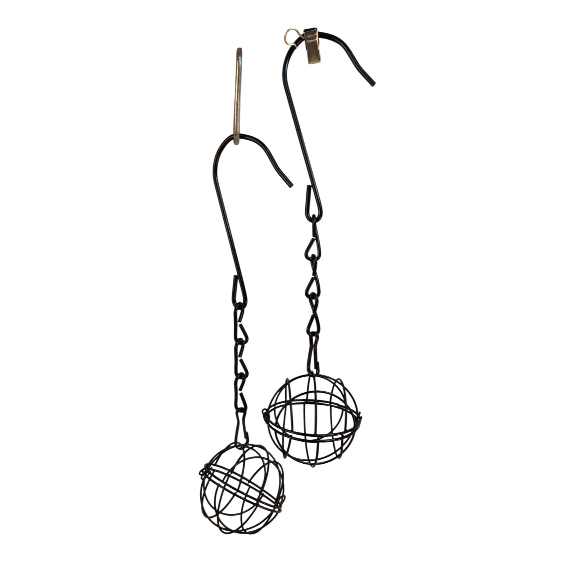 Black Metal Hanging Sphere Plant Holders Set of 2, 2.75in