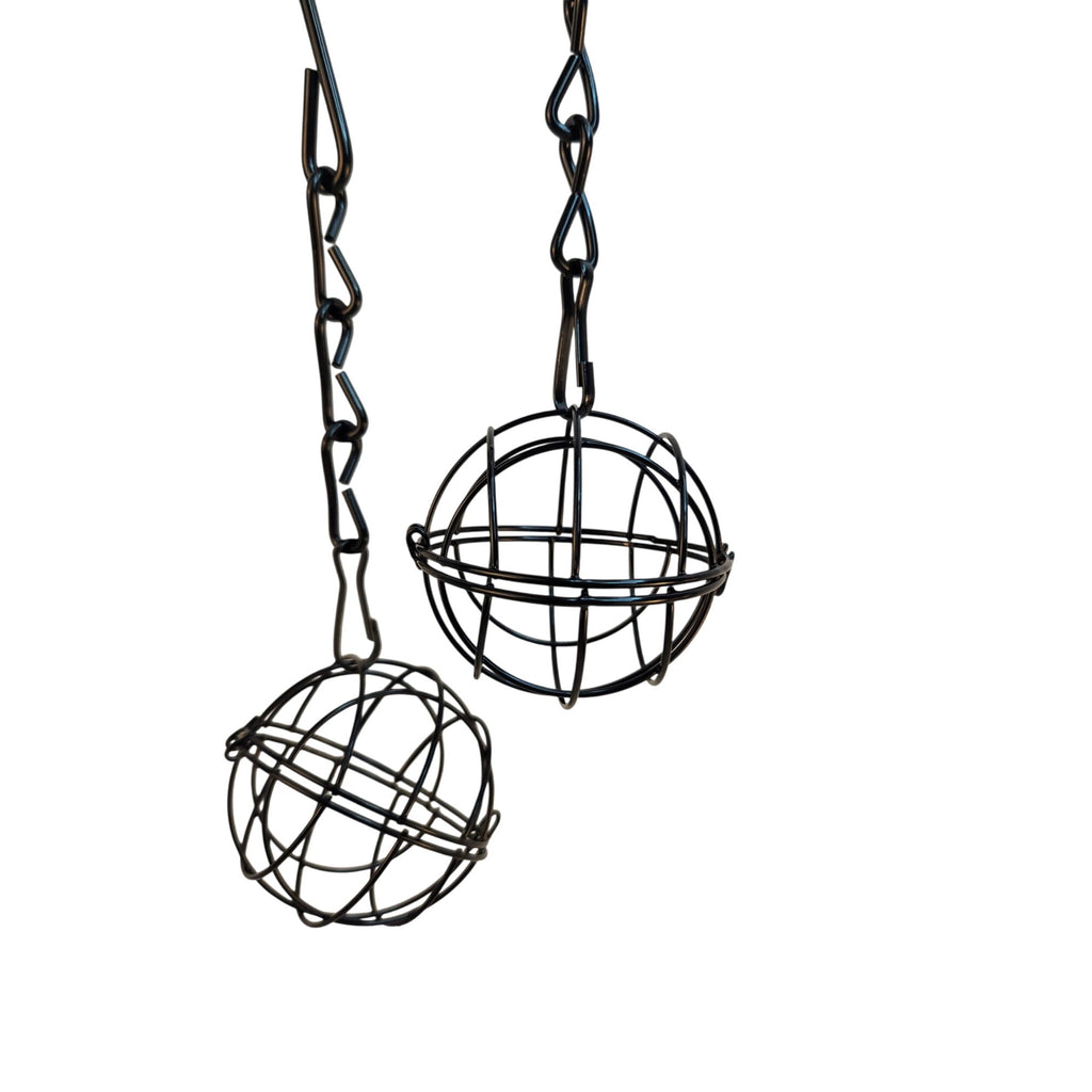 Black Metal Hanging Sphere Plant Holders Set of 2, 2.75in