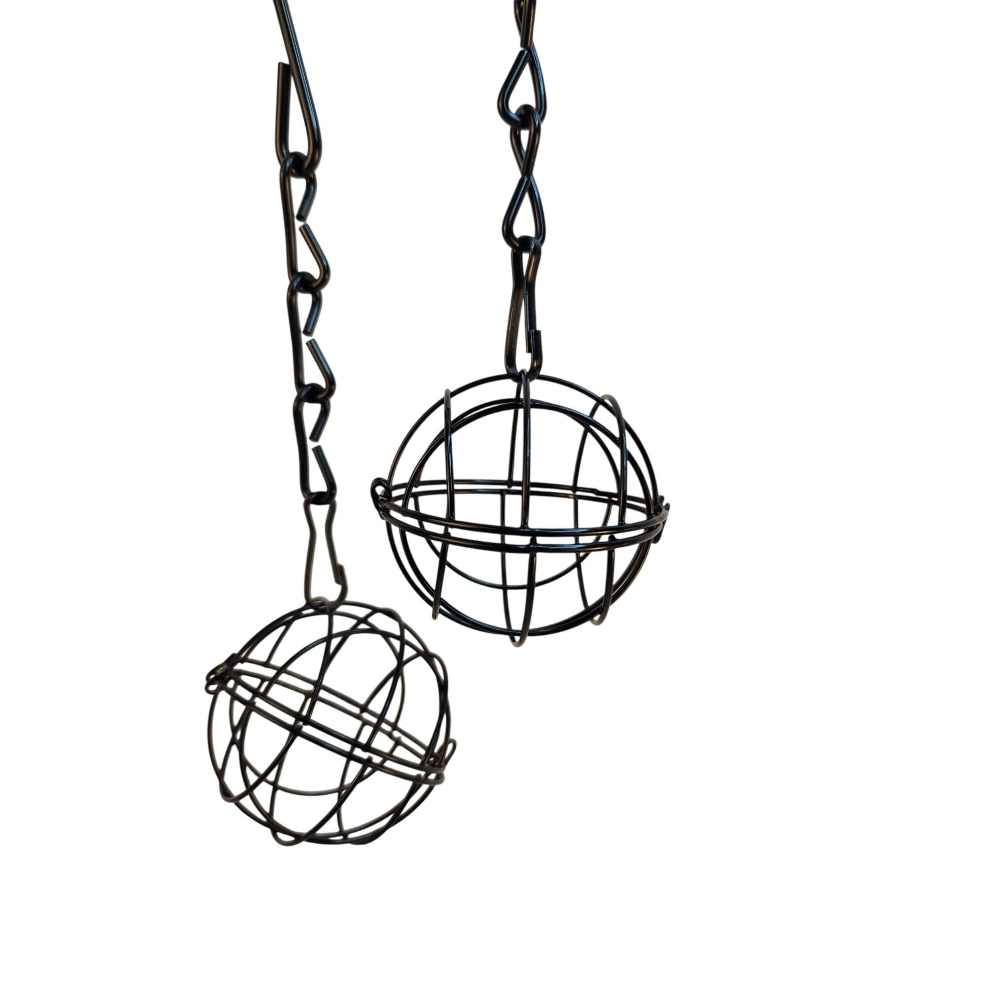 Black Metal Hanging Sphere Plant Holders Set of 2, 2.75in