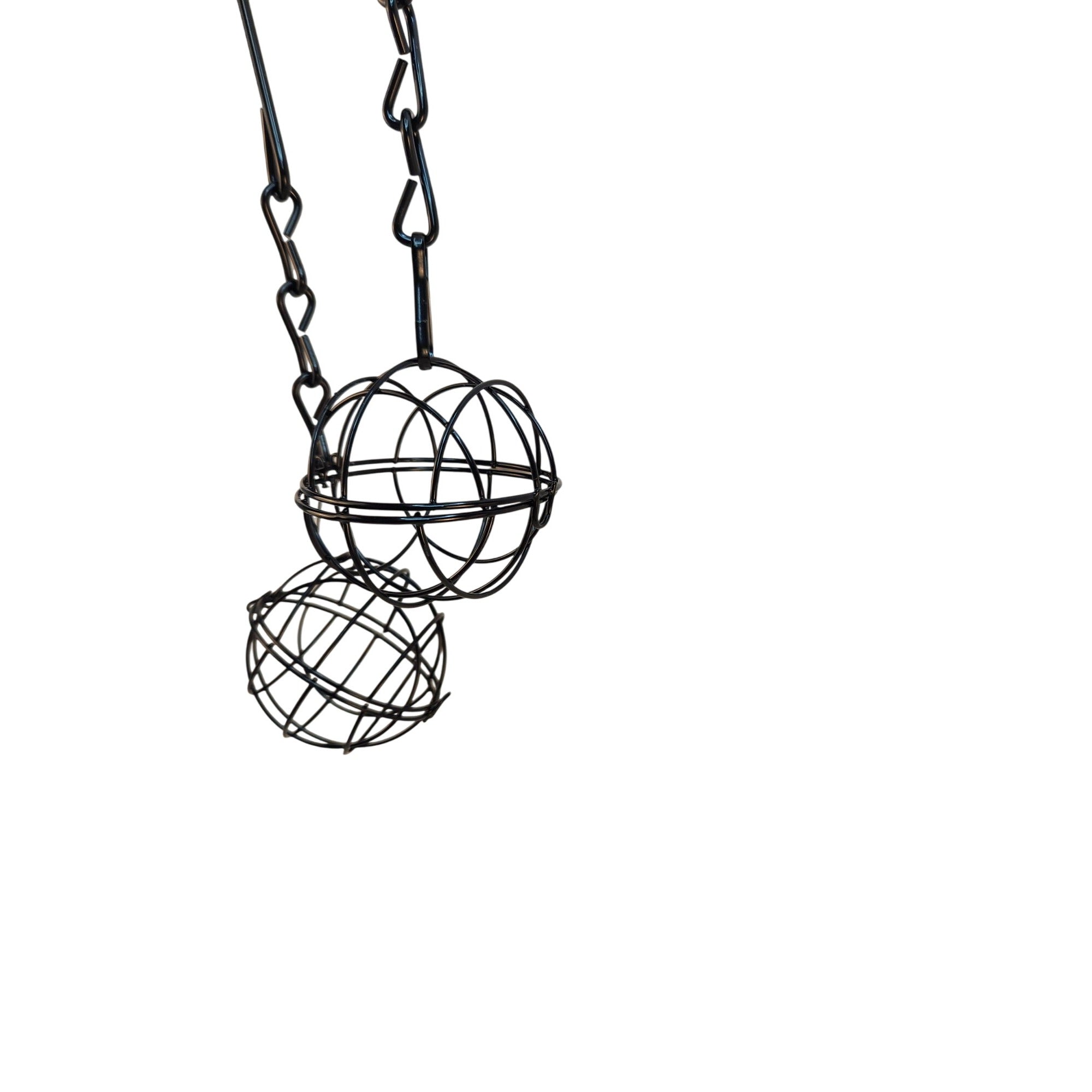 Black Metal Hanging Sphere Plant Holders Set of 2, 2.75in