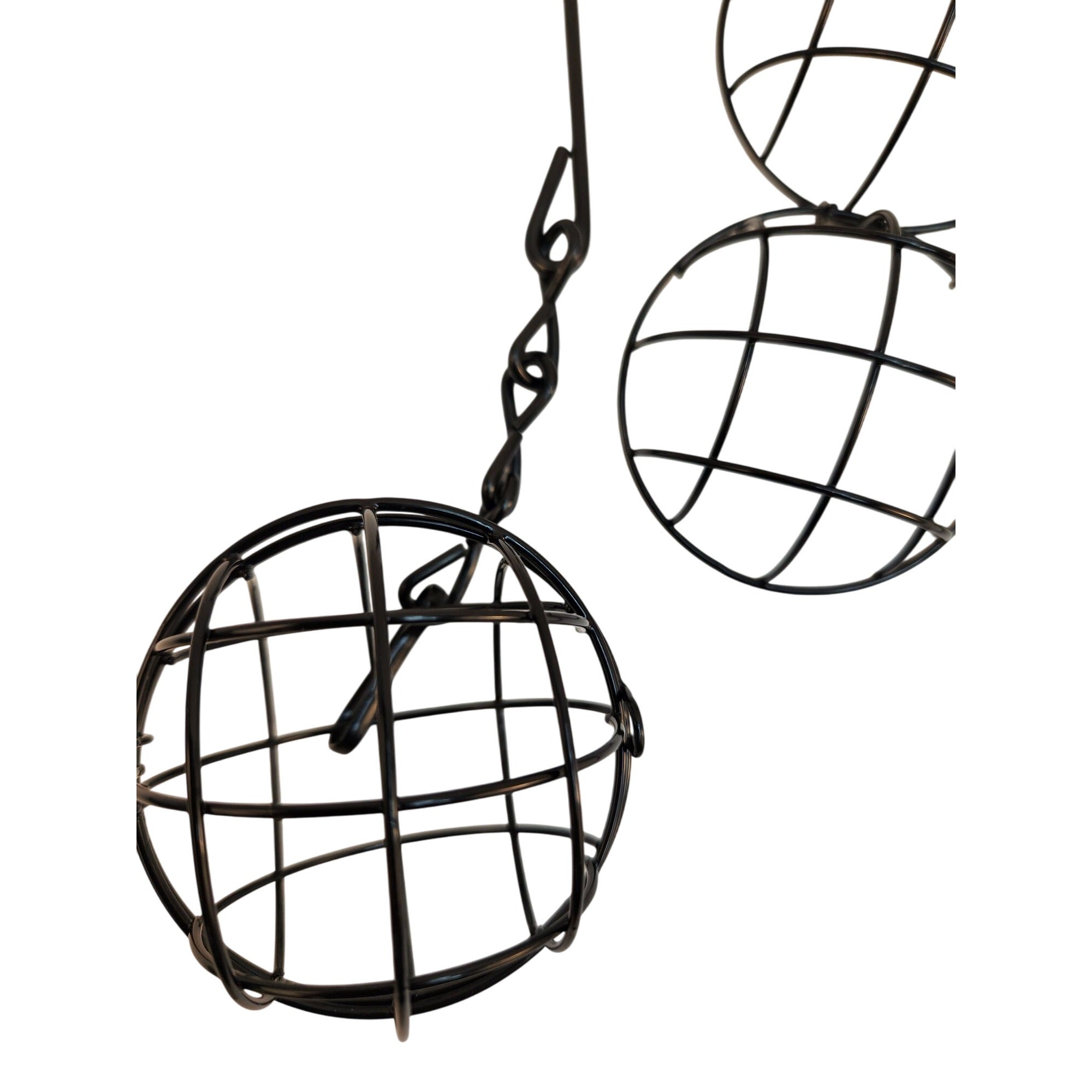 Black Metal Hanging Sphere Plant Holders Set of 2, 2.75in