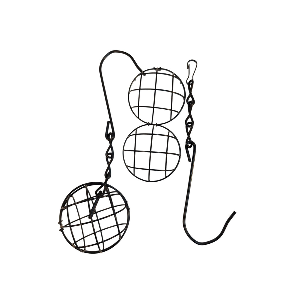 Black Metal Hanging Sphere Plant Holders Set of 2, 2.75in