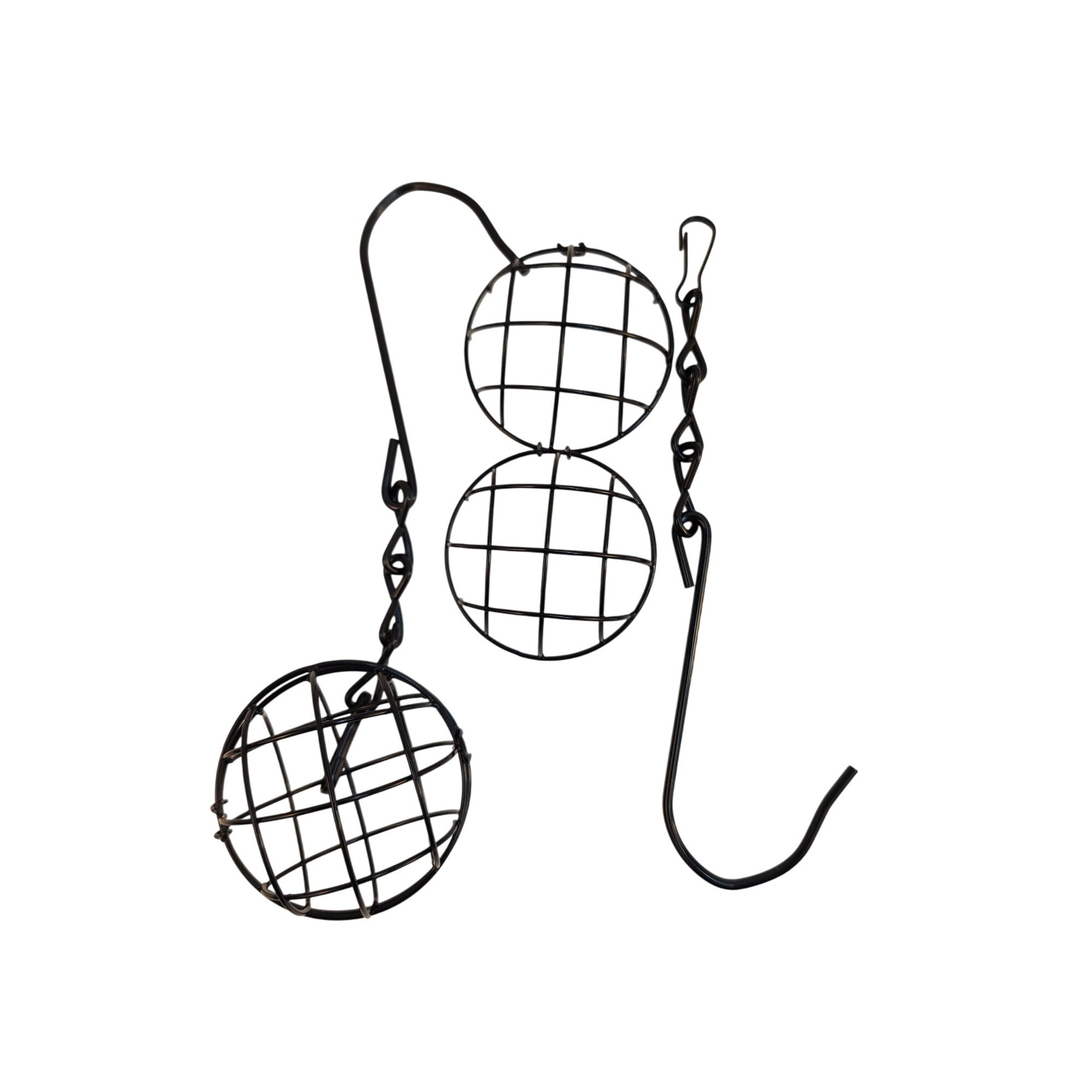 Black Metal Hanging Sphere Plant Holders Set of 2, 2.75in