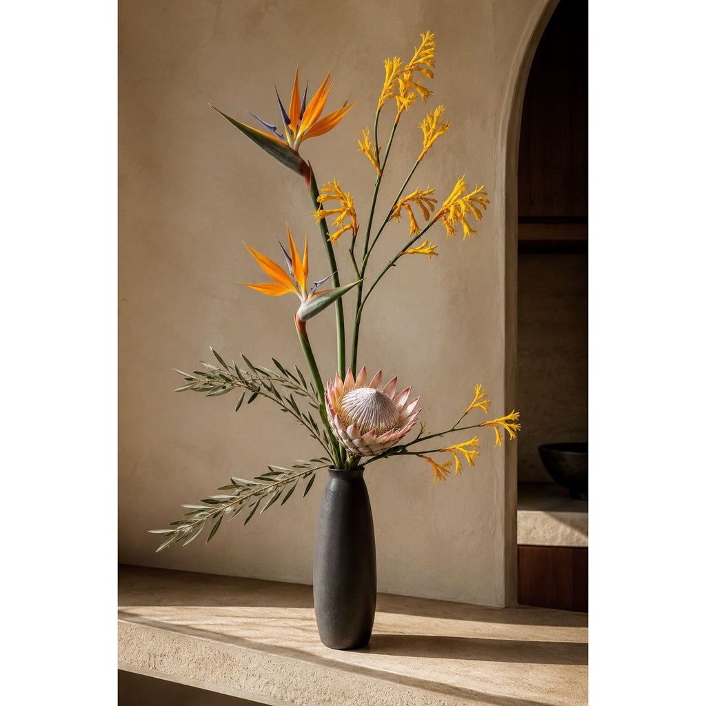 Artificial Kangaroo Paw Flower Stem 24 Inch Yellow Orange Real Touch Australian Native Wildflower Floral Decor