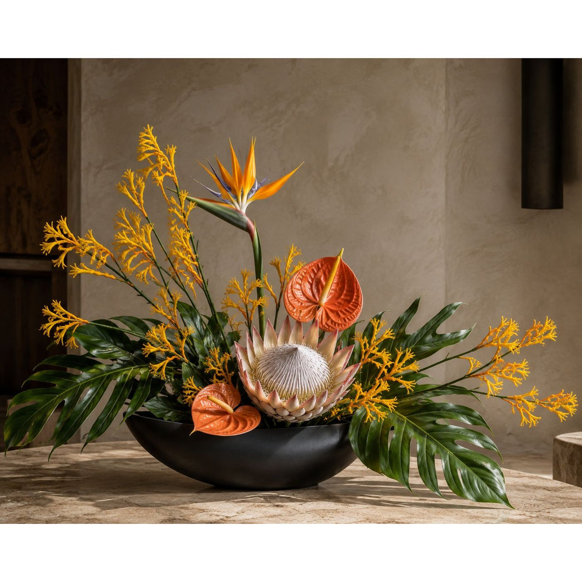 Artificial Kangaroo Paw Flower Stem 24 Inch Yellow Orange Real Touch Australian Native Wildflower Floral Decor