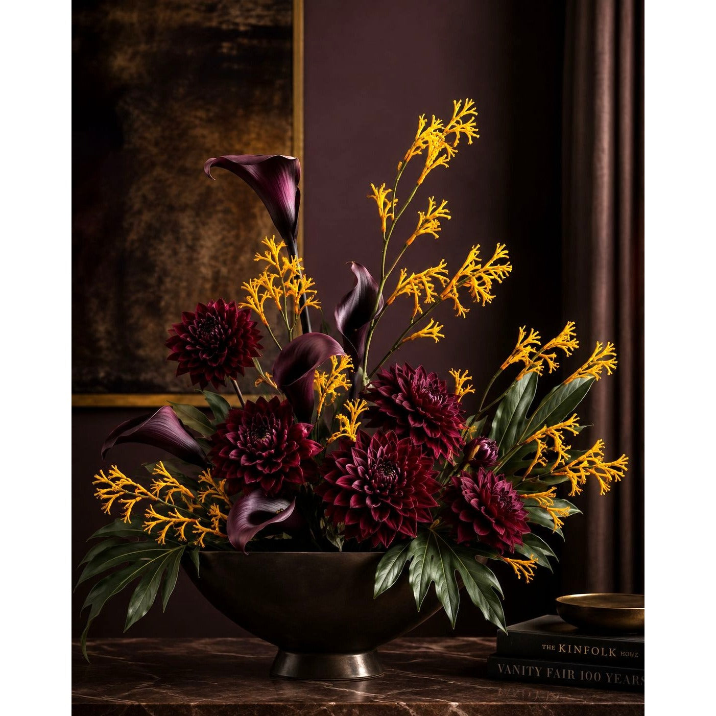 Artificial Kangaroo Paw Flower Stem 24 Inch Yellow Orange Real Touch Australian Native Wildflower Floral Decor